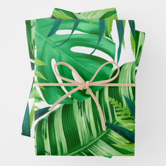 Green Tropical Leaves Inpakpapier Vel (In situ)