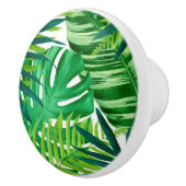 Green Tropical Leaves Keramische Knop (Rechts)