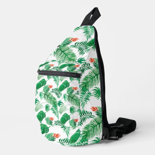 Green Tropical Leaves Sling Bag (Rechterhoek)