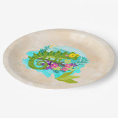 Green Tropical Lizard met Flowers Papieren Bordje (Gekanteld)