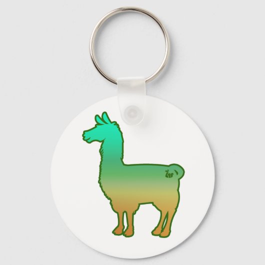 Green Tropical Llama Sleutelhanger (Voorkant)