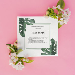 Green Tropical Monstera leaf Wedding Fun Facts Servet