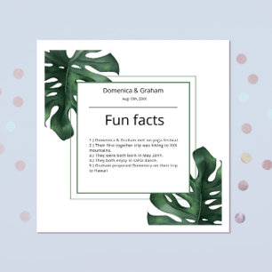 Green Tropical Monstera leaf Wedding Fun Facts Servet