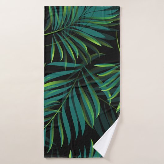 Green tropical palm leaves. Seamless pattern graph (Serviette de bain)