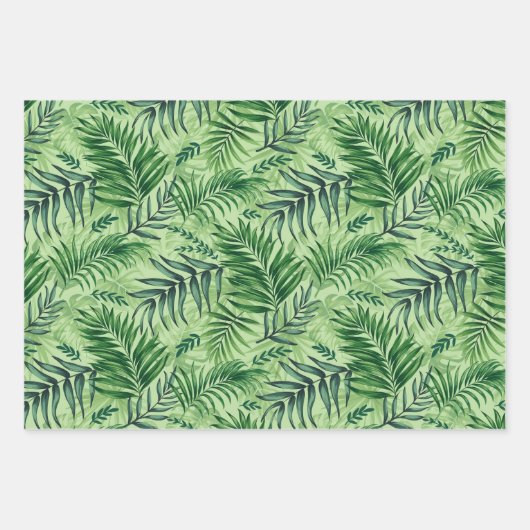 Green Tropical Palm & Monstera Feuille (Devant 3)