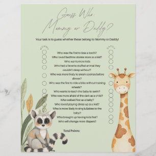 Green Tropical Safari Animals Baby shower spel
