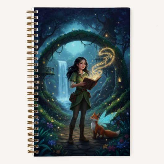 Green Tunic Forest Maiden & Winged Fox Journal (Recto)