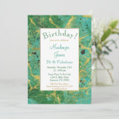 Green Turquoise Gold Invitation d'anniversaire Abs (Debout devant)