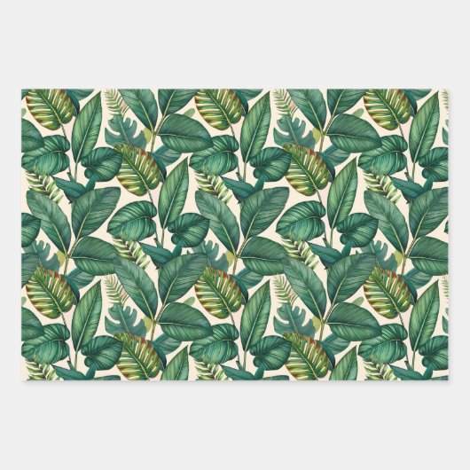 Green & Turquoise Palm Monstera Tropical Feuille M (Devant 2)