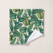 Green & Turquoise Palm Monstera Tropical Feuille M (Gant de toilette)