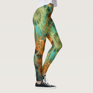Green Turquoise Swirl Gold Leggings Psydefx