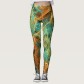 Green Turquoise Swirl Gold Leggings Psydefx (Devant)