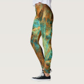 Green Turquoise Swirl Gold Leggings Psydefx (Gauche)
