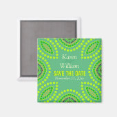 Green Turquoise Tribal Save the Date Magnet (Recto/Verso)