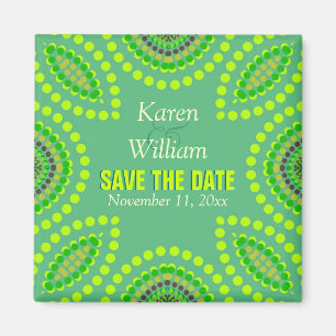 Green Turquoise Tribal Save the Date Magnet