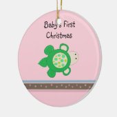 Green Turtle Baby's Eerste Kerstmis Keramisch Ornament (Links)