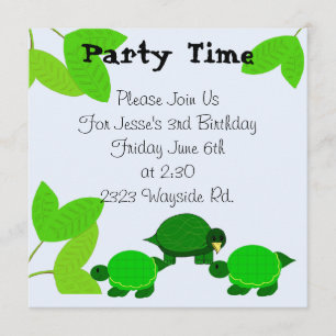 Green Turtle Birthday Invitation Kaart