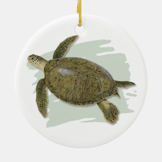 Green Turtle Ceramic Ornament (Achterkant)