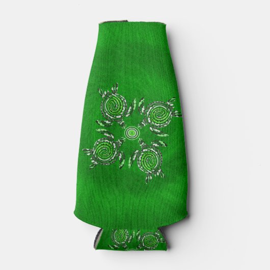 Green Turtle Dot Art, Glacière de bouteille (Devant)