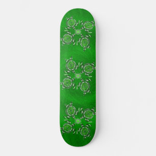 Green Turtle Dot Art Skateboard