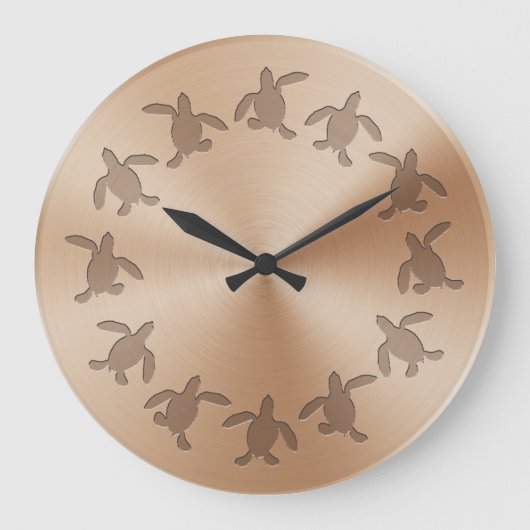 Green Turtle Hatchling Metal Pattern Wall klok (Voorkant)