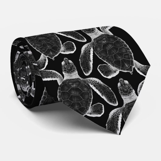 Green Turtle Hatchling Necktie Stropdas (Opgerold)