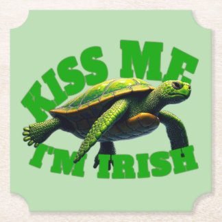 Green Turtle - Kiss Me I'm Irish beroemd gemaakt d Kartonnen Onderzetters