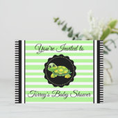 Green Turtle Theme Boy's Baby shower Invitation (Debout devant)