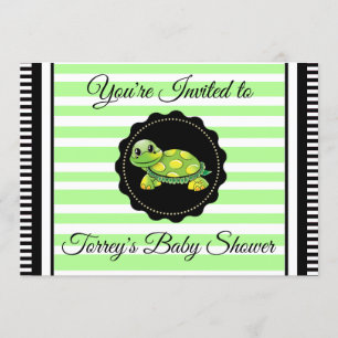 Green Turtle Theme Boy's Baby shower Invitation