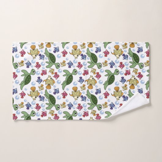 Green Turtles And Yellow Fish Bad Handdoek (Handdoek)