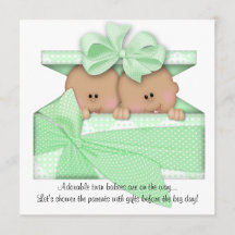Green TWIN Baby shower Invitation African American