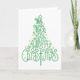 Green Typographic Christmas tree Feestdagen Kaart