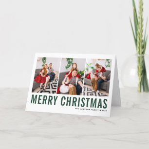 Green Typography Merry kerstfoto Collage Feestdagen Kaart
