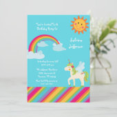 Green Unicorn Rainbow 5x7 Invitation d'anniversair (Debout devant)