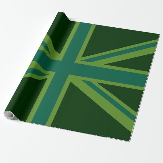 Green Union Jack Flag Decor Cadeaupapier (Uitgerold)