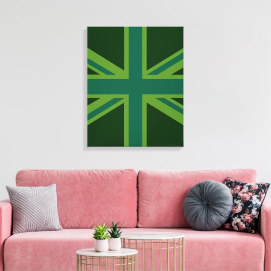Green Union Jack Flag Decor Canvas Afdruk (Insitu (Woonkamer))