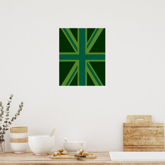Green Union Jack Flag Decor Poster (Keuken)