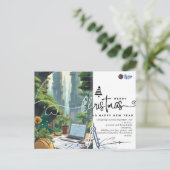 Green Urban Architect Minimalist Christmas Briefkaart (Staand voorkant)