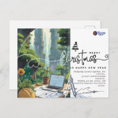 Green Urban Architect Minimalist Christmas Briefkaart (Voorkant / Achterkant)