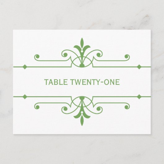 Green v2 Fancy Ornamo Numéro de table Carte postal (Devant)