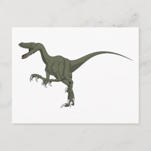 Green Velociraptor Dinosaur Briefkaart