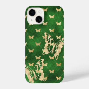 Green Velvet Golden Butterflies iPhone 14 Hoesjes iPhone 14 Hoesje