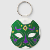 Green Venetian Cat Mask Design Sleutelhanger (Achterkant)
