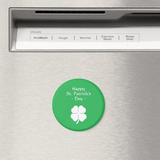 Green Vier Leaf Clover Happy St Patricks Day Magneet (Insitu (Vaatwasser))