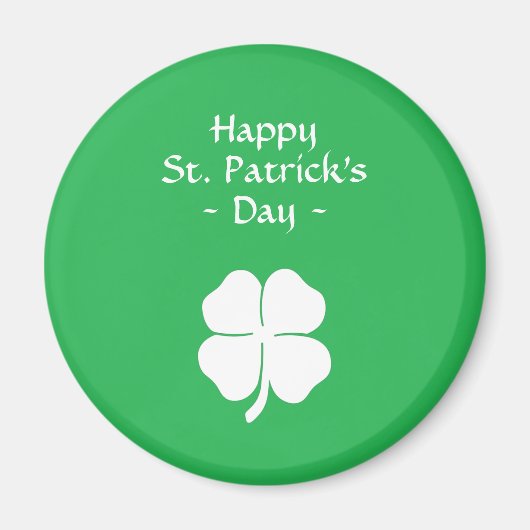 Green Vier Leaf Clover Happy St Patricks Day Magneet (Voorkant)
