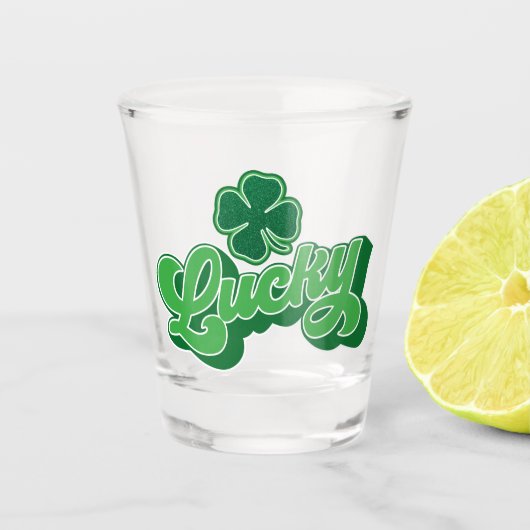 Green Vier Leaf Clover Lucky Shot Glass Glas (Voorkant)