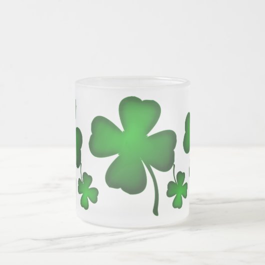 Green Vier Leaf Clover Matglas Koffiemok (Center)