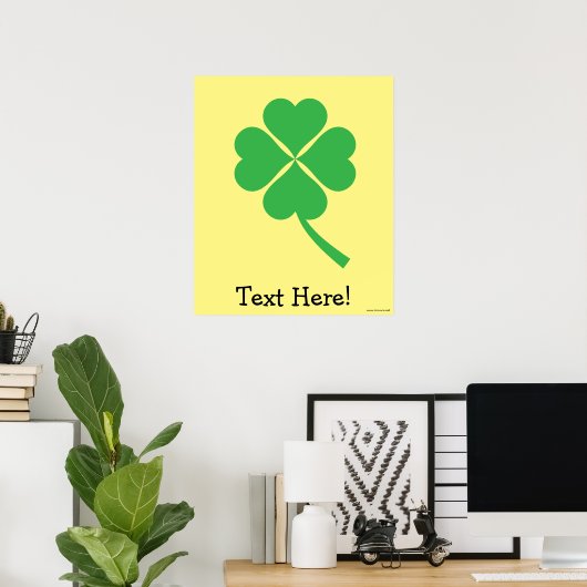 Green Vier Leaf Clover Poster (Thuiskantoor)
