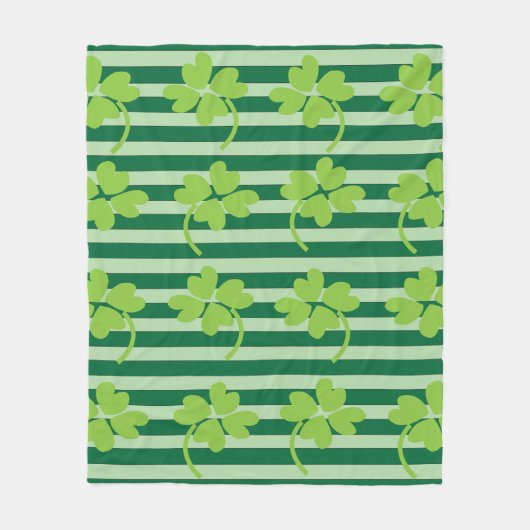 Green Vier Leaf Clover Shamrock St Patricks Day Fleece Deken (Voorkant)