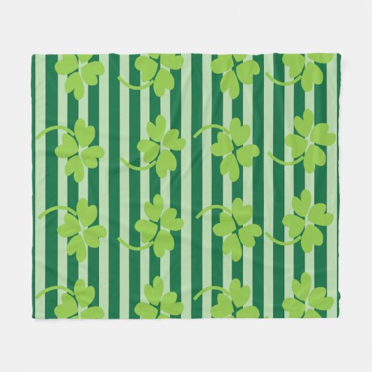 Green Vier Leaf Clover Shamrock St Patricks Day Fleece Deken (Voorkant (Horizontaal))